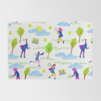 Let's Play Tennis in White & Blue Rug Gallery Image 2