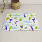 Let's Play Tennis in White & Blue Rug Gallery Image 1