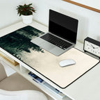 Thick pine forest in the descending mist Desk Mat Gallery Image 2