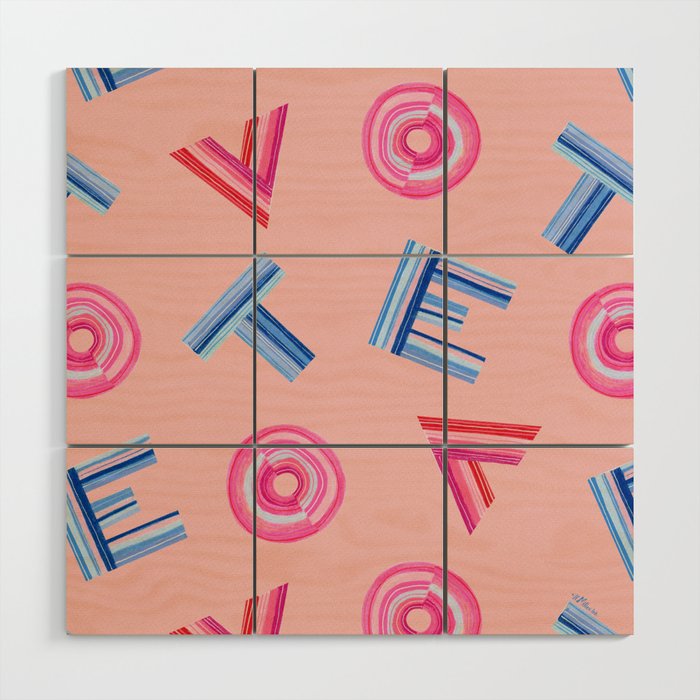Cast Your Vote | Hand-Lettered Pattern in Peach Wood Wall Art Gallery Image 1