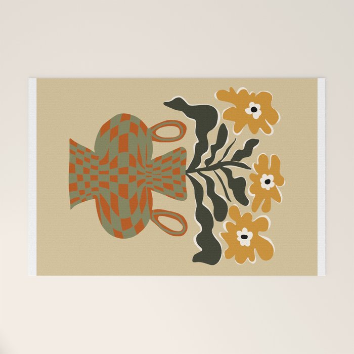 vintage flower vase with check  Welcome Mat Gallery Image 1