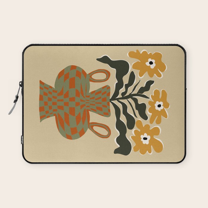 vintage flower vase with check  Laptop Sleeve Gallery Image 1