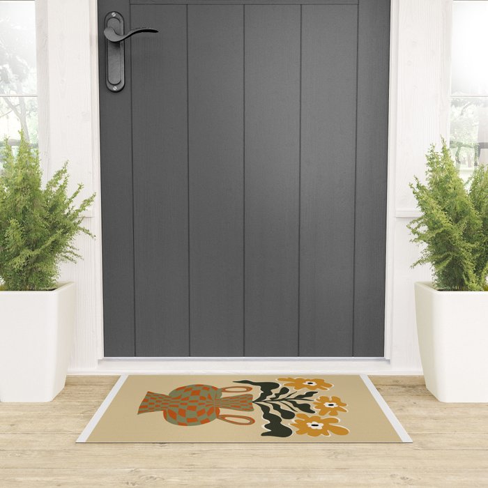 vintage flower vase with check  Welcome Mat Gallery Image 3