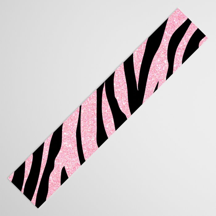 y2k mcbling light pink glitter zebra Table Runner Gallery Image 3