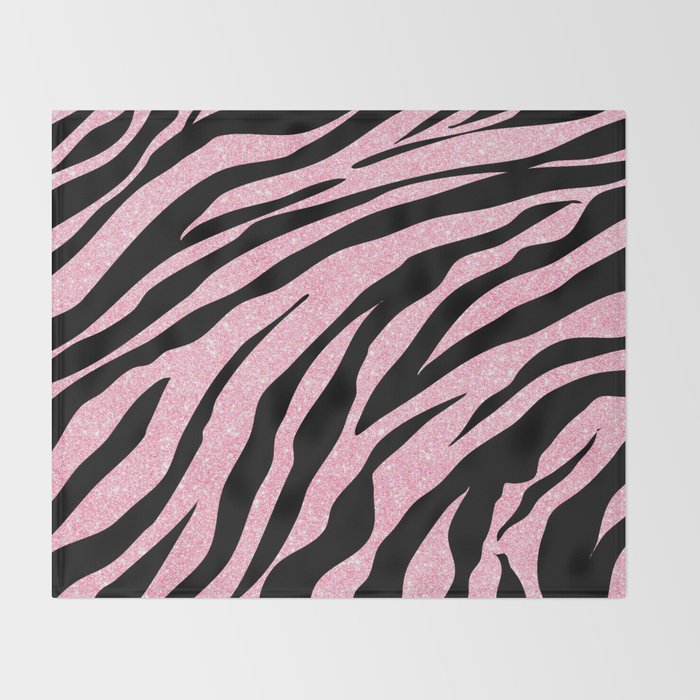 y2k mcbling light pink glitter zebra Throw Blanket Gallery Image 2