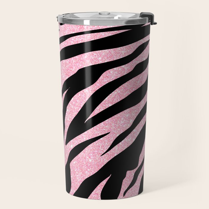 y2k mcbling light pink glitter zebra Travel Mug Gallery Image 2