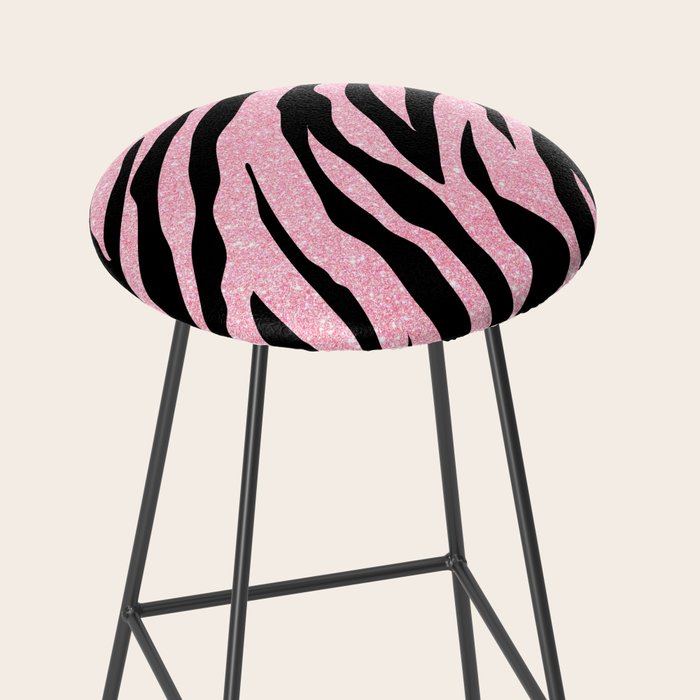 y2k mcbling light pink glitter zebra Stool Gallery Image 2