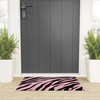 y2k mcbling light pink glitter zebra Welcome Mat Gallery Image 3