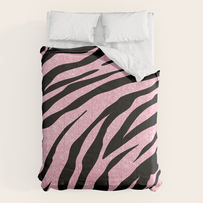 y2k mcbling light pink glitter zebra Comforter Gallery Image 6