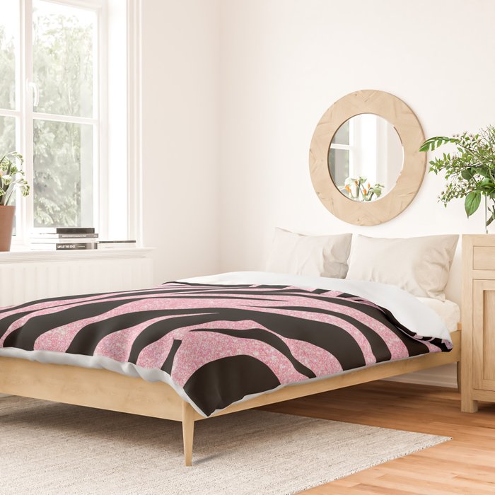 y2k mcbling light pink glitter zebra Duvet Cover Gallery Image 2