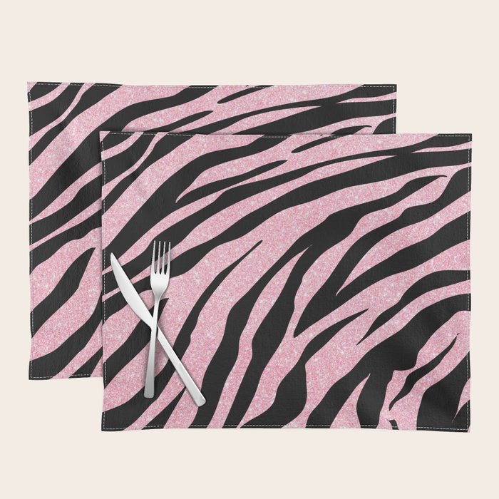 y2k mcbling light pink glitter zebra Placemat Gallery Image 1