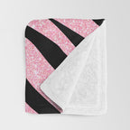 y2k mcbling light pink glitter zebra Throw Blanket Gallery Image 3