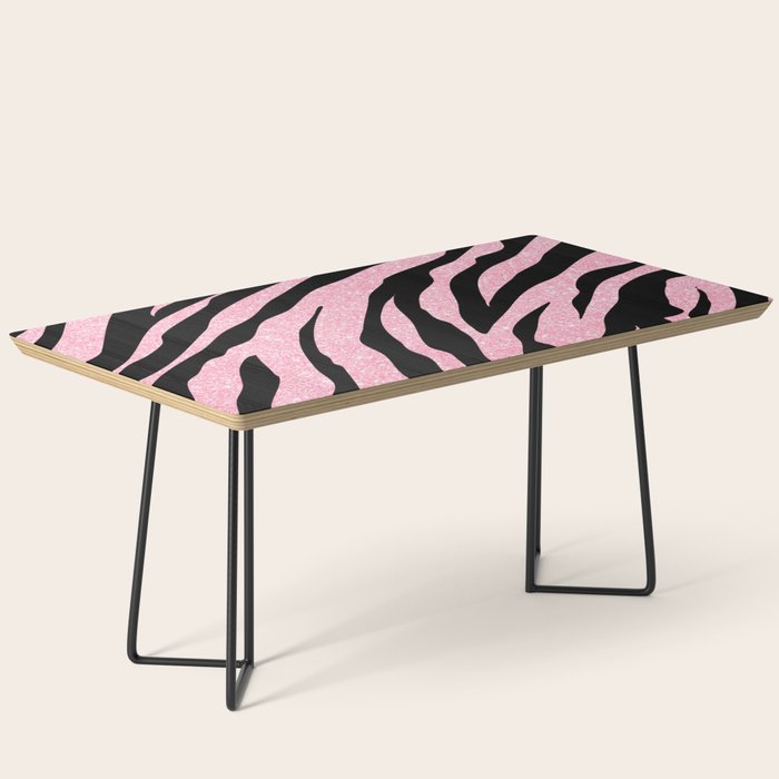 y2k mcbling light pink glitter zebra Coffee Table Gallery Image 1