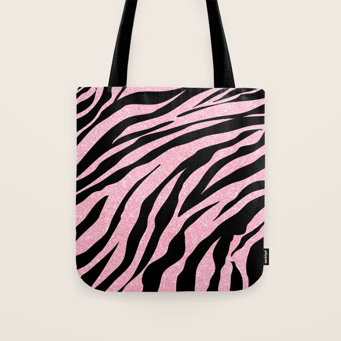 y2k mcbling light pink glitter zebra Tote Bag Gallery Image 1
