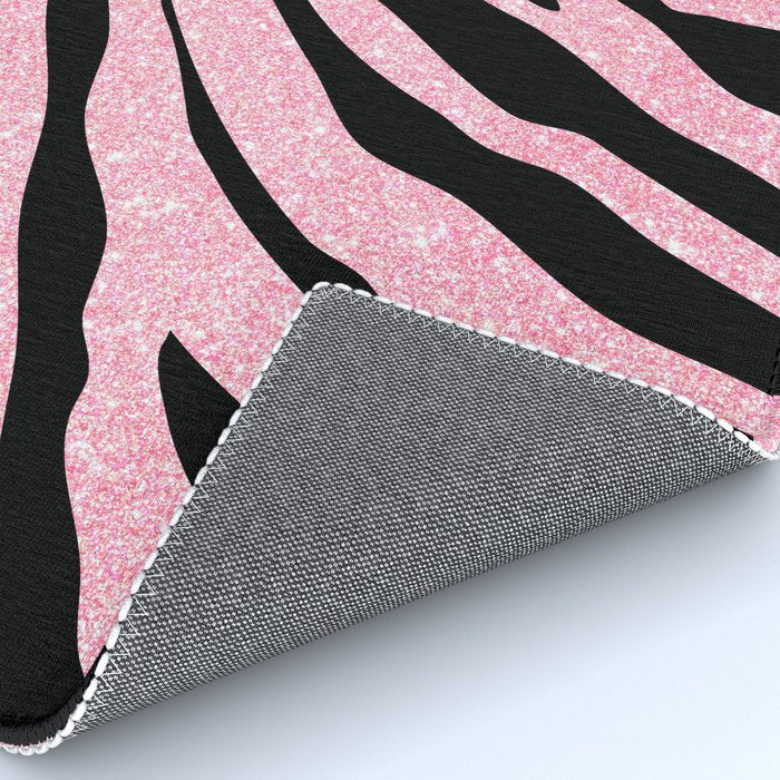 y2k mcbling light pink glitter zebra Rug Gallery Image 4