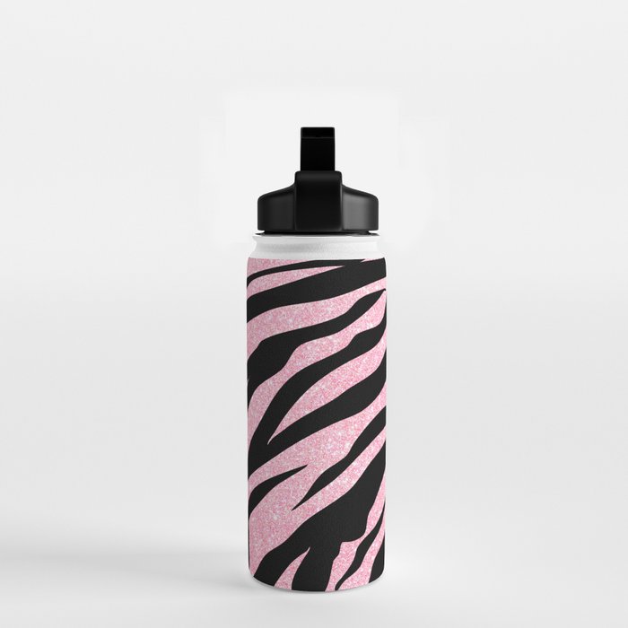 y2k mcbling light pink glitter zebra Water Bottle Gallery Image 2