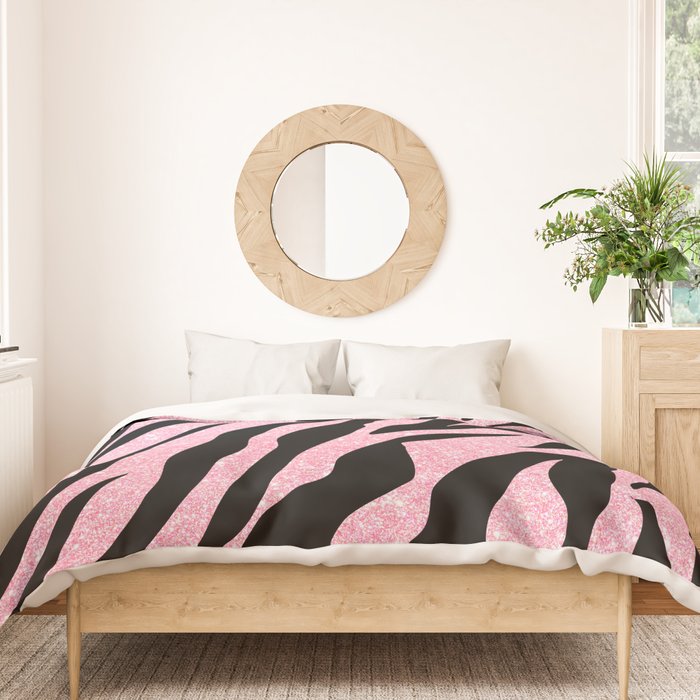y2k mcbling light pink glitter zebra Duvet Cover Gallery Image 3