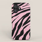 y2k mcbling light pink glitter zebra iPhone Case Gallery Image 1
