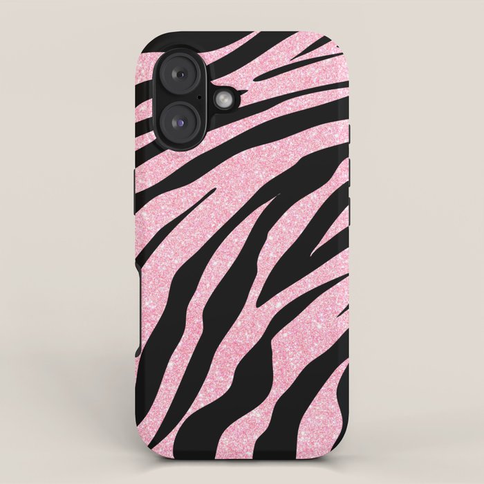 y2k mcbling light pink glitter zebra iPhone Case Gallery Image 1
