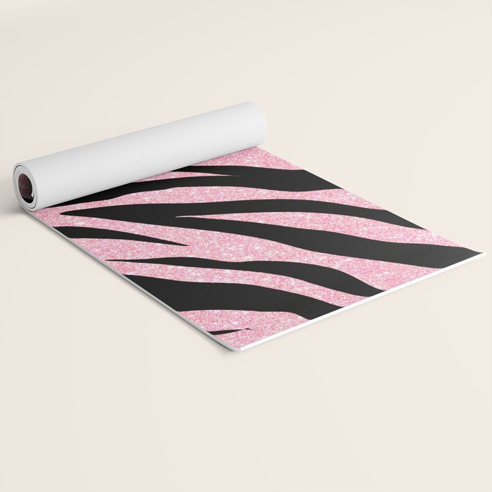 y2k mcbling light pink glitter zebra Yoga Mat Gallery Image 2