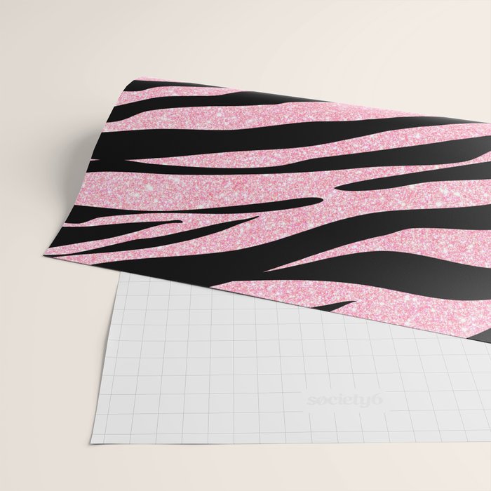 y2k mcbling light pink glitter zebra Wrapping Paper Gallery Image 2