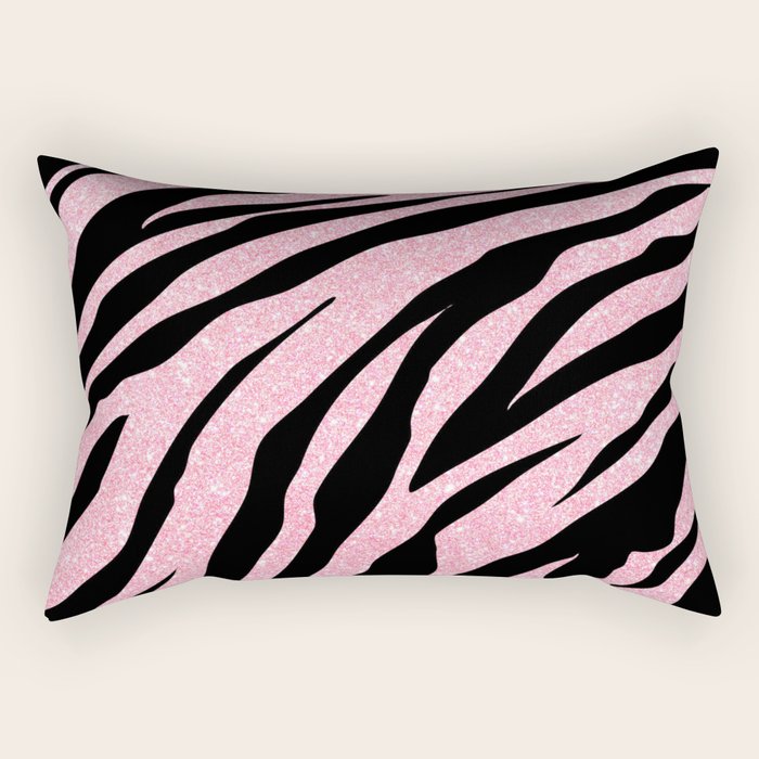 y2k mcbling light pink glitter zebra Rectangular Pillow Gallery Image 2