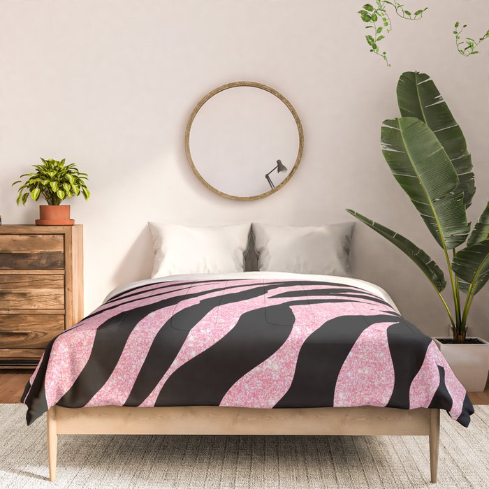 y2k mcbling light pink glitter zebra Comforter Gallery Image 3