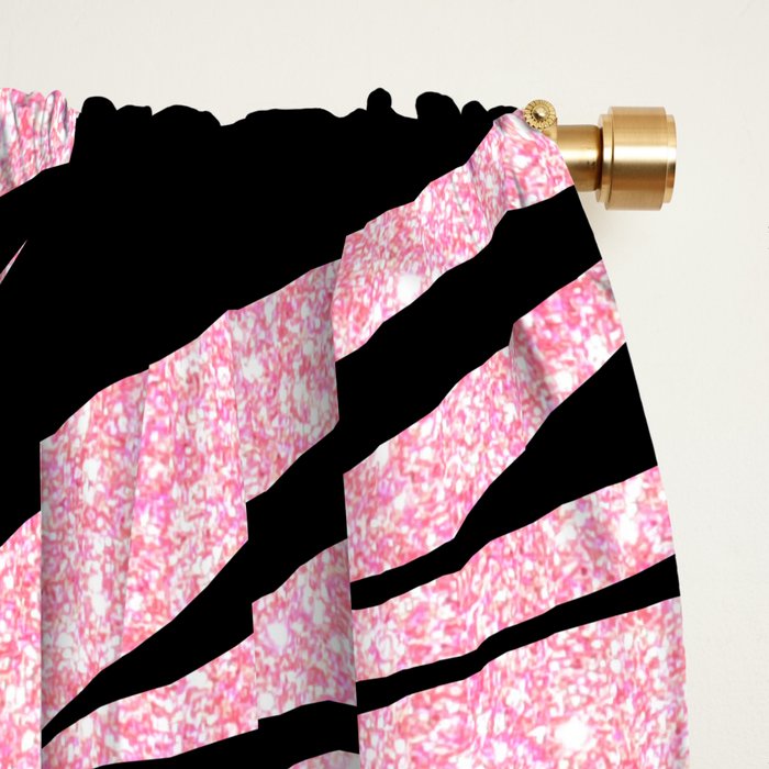 y2k mcbling light pink glitter zebra Window Curtain Gallery Image 2