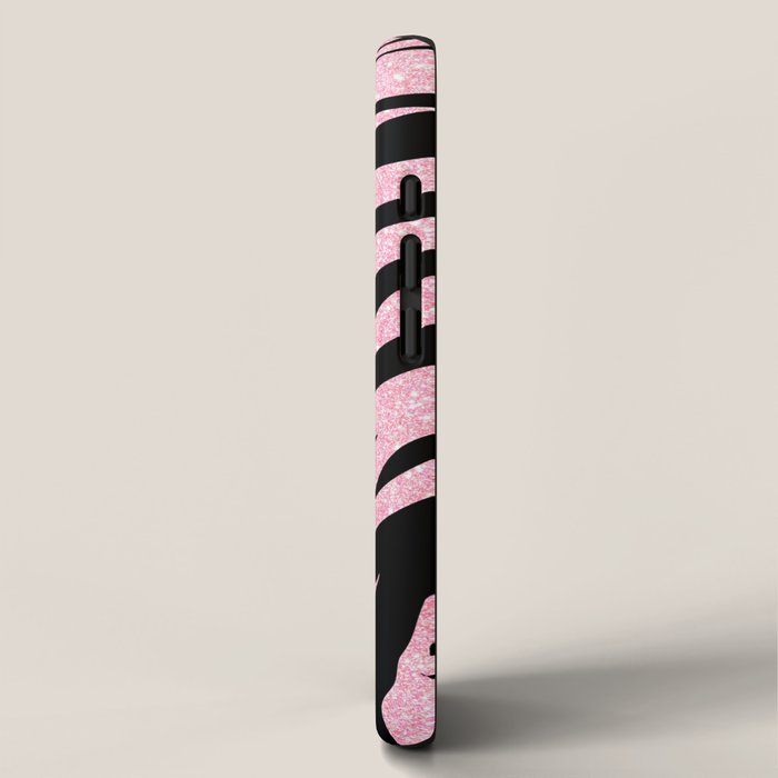 y2k mcbling light pink glitter zebra iPhone Case Gallery Image 2
