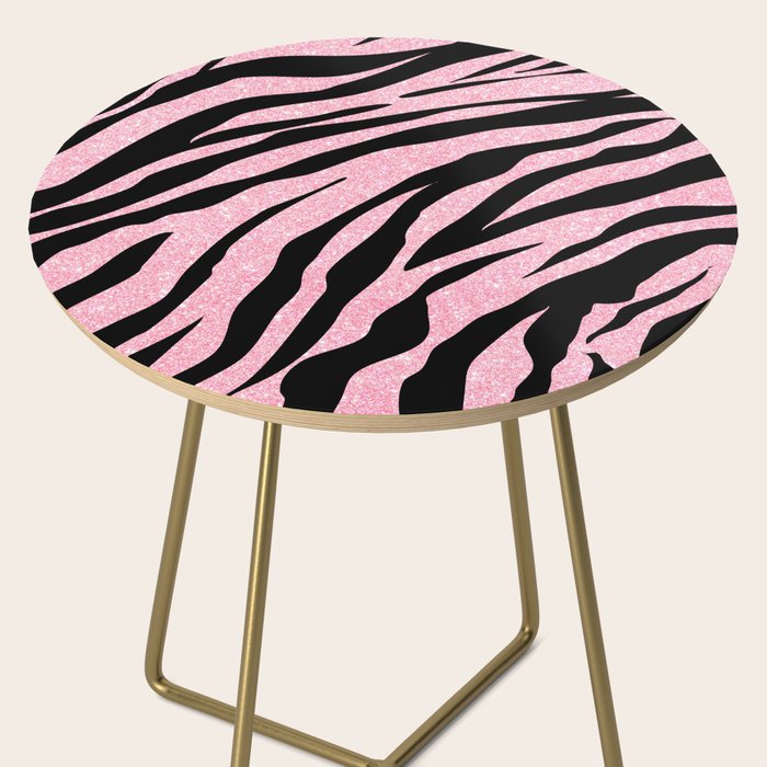 y2k mcbling light pink glitter zebra Side Table Gallery Image 2