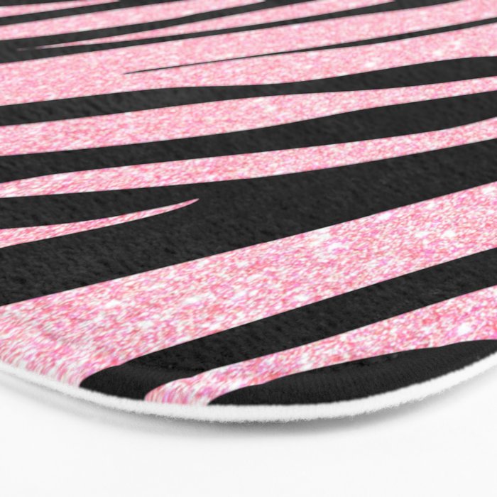 y2k mcbling light pink glitter zebra Bath Mat Gallery Image 3