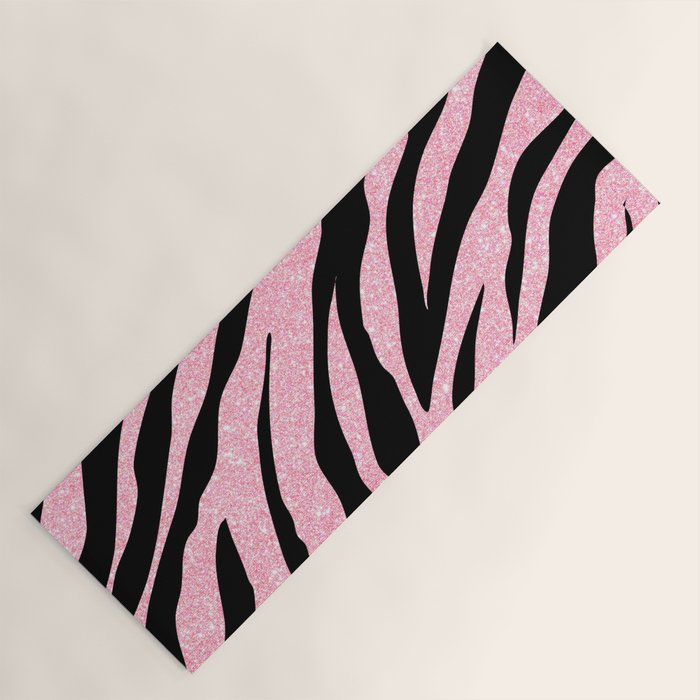 y2k mcbling light pink glitter zebra Yoga Mat Gallery Image 1