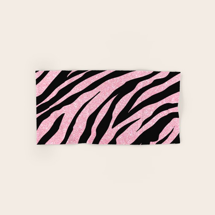 y2k mcbling light pink glitter zebra Bath Towel Gallery Image 1