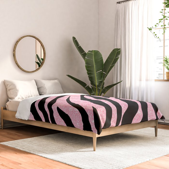 y2k mcbling light pink glitter zebra Comforter Gallery Image 2