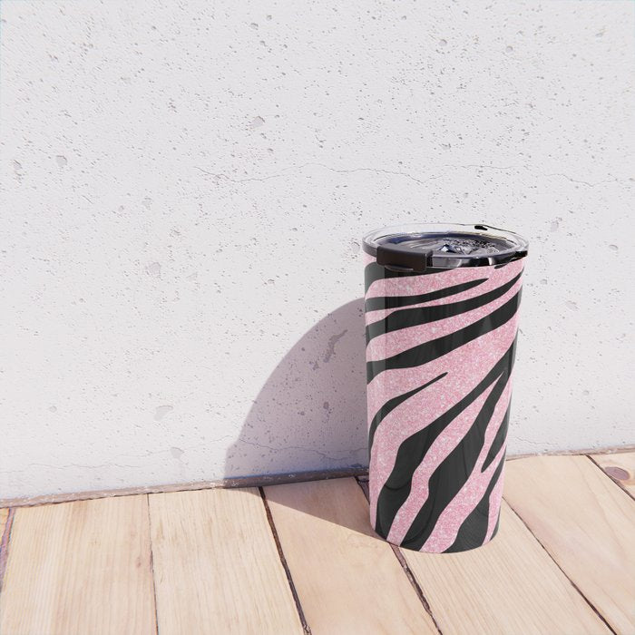 y2k mcbling light pink glitter zebra Travel Mug Gallery Image 4