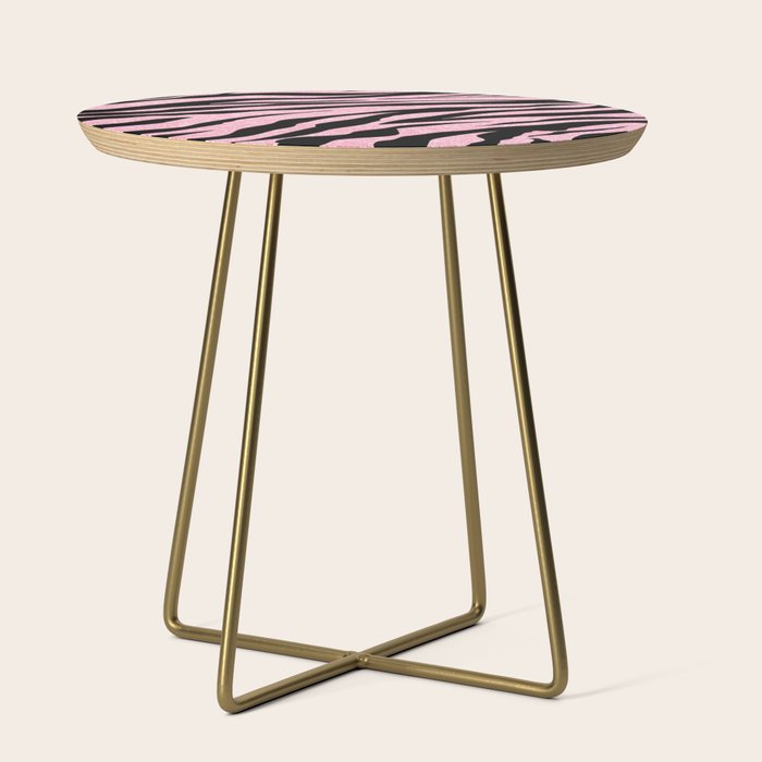 y2k mcbling light pink glitter zebra Side Table Gallery Image 1