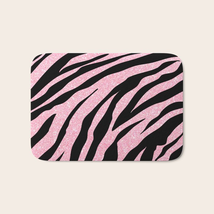 y2k mcbling light pink glitter zebra Bath Mat Gallery Image 1