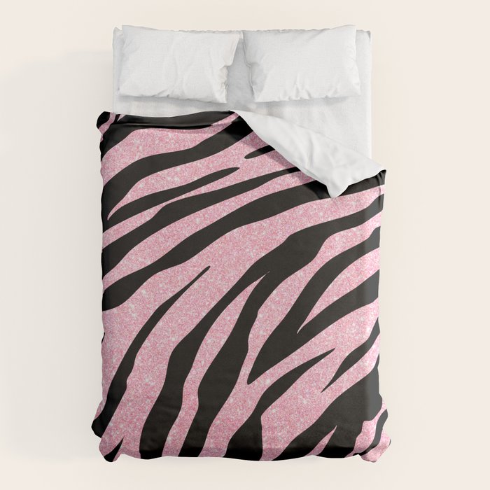 y2k mcbling light pink glitter zebra Duvet Cover Gallery Image 6