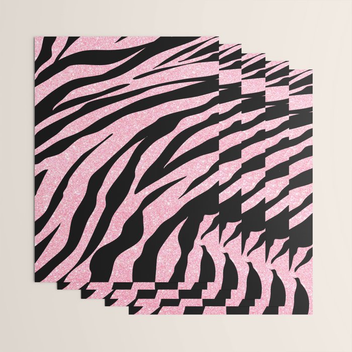 y2k mcbling light pink glitter zebra Wrapping Paper Gallery Image 3