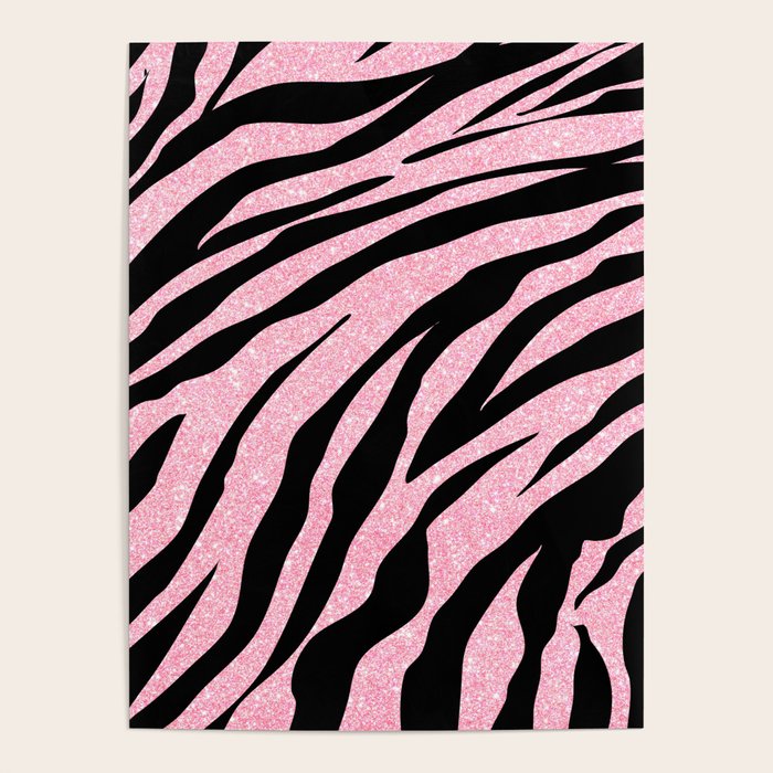 y2k mcbling light pink glitter zebra Poster Gallery Image 4