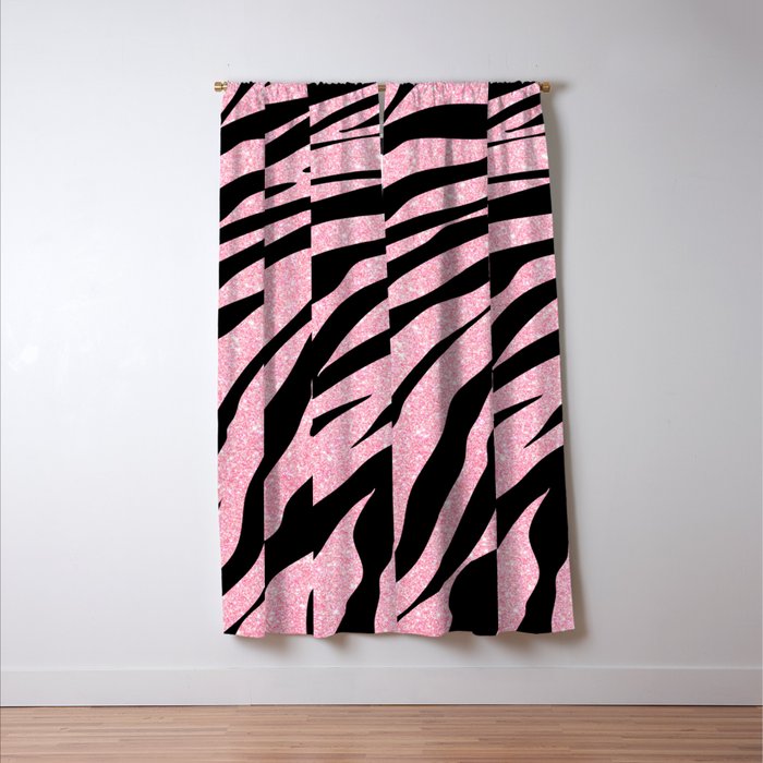 y2k mcbling light pink glitter zebra Window Curtain Gallery Image 3