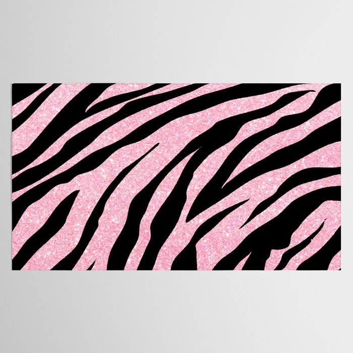 y2k mcbling light pink glitter zebra Tablecloth Gallery Image 2