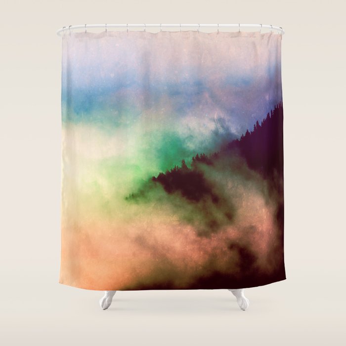 Ethereal Rainbow Clouds - Nature Photography Shower Curtain Gallery Image 1