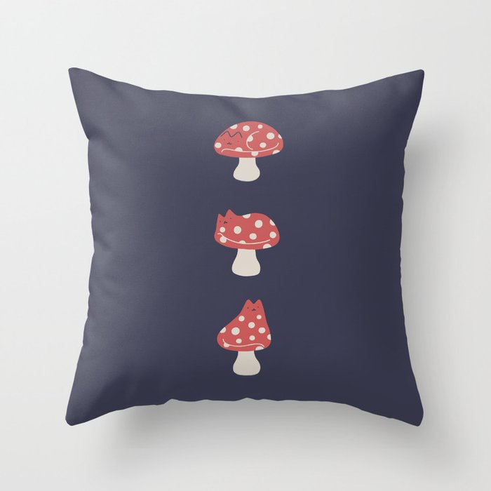 Cat and Plant 48: Cat Mushroom Throw Pillow Gallery Image 6