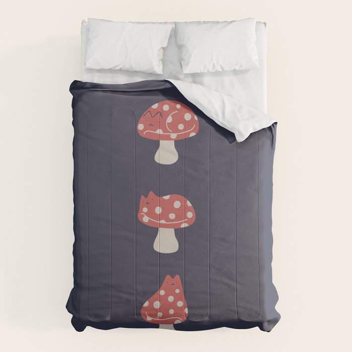Cat and Plant 48: Cat Mushroom Comforter Gallery Image 6