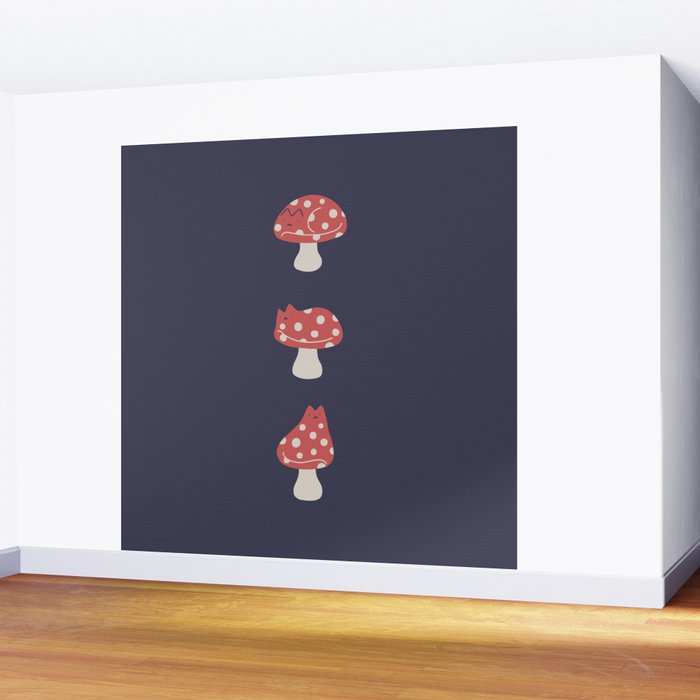 Cat and Plant 48: Cat Mushroom Wall Mural Gallery Image 2