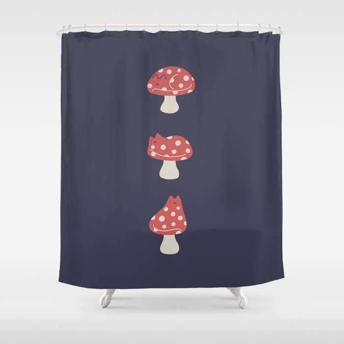 Cat and Plant 48: Cat Mushroom Shower Curtain Gallery Image 1