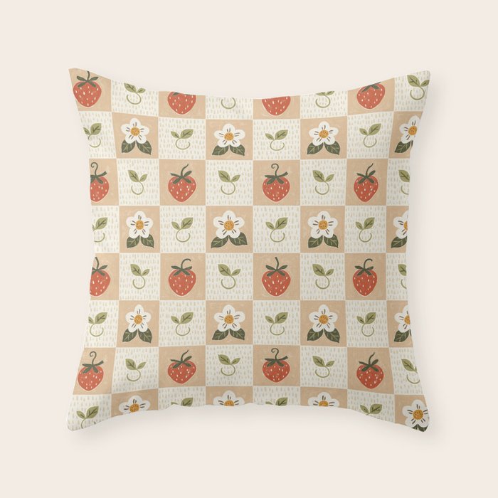 Cottage Strawberries Throw Pillow Gallery Image 1