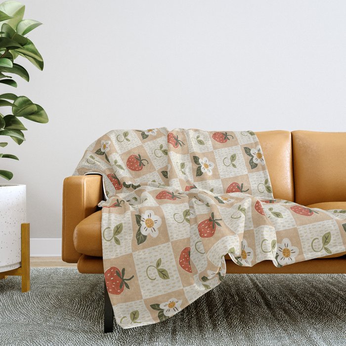 Cottage Strawberries Throw Blanket Gallery Image 2