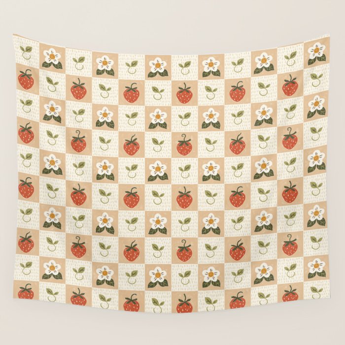 Cottage Strawberries Wall Tapestry Gallery Image 1